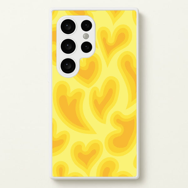 Trippy Summer Hearts Yellow Pattern  - Summer Phone Case for Galaxy S24 Ultra