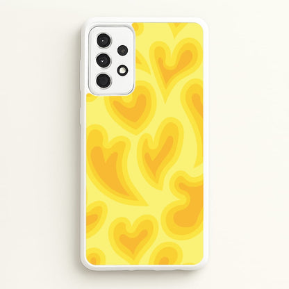 Trippy Summer Hearts Yellow Pattern  - Summer Phone Case for Galaxy A52 / A52s