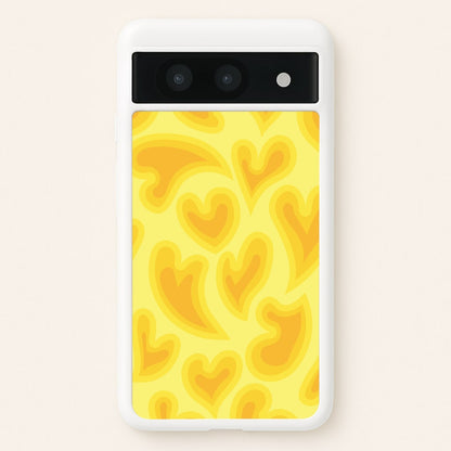Trippy Summer Hearts Yellow Pattern  - Summer Phone Case for Google Pixel 8a