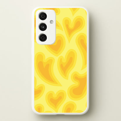 Trippy Summer Hearts Yellow Pattern  - Summer Phone Case for Galaxy A35