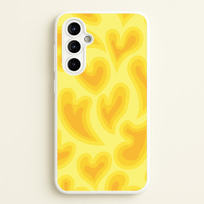 Trippy Summer Hearts Yellow Pattern  - Summer Phone Case for Galaxy A54