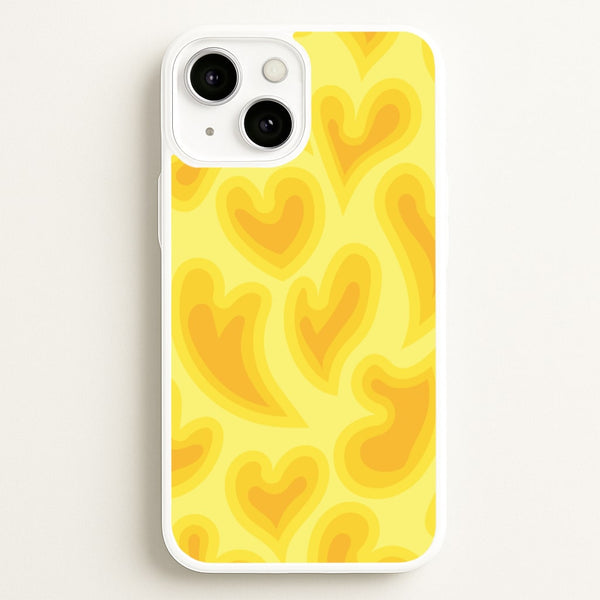 Trippy Summer Hearts Yellow Pattern  - Summer Phone Case for iPhone 13 Mini
