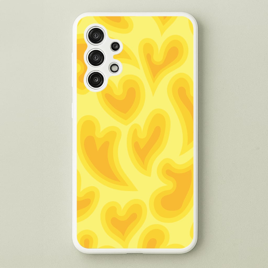 Trippy Summer Hearts Yellow Pattern  - Summer Phone Case for Galaxy A13