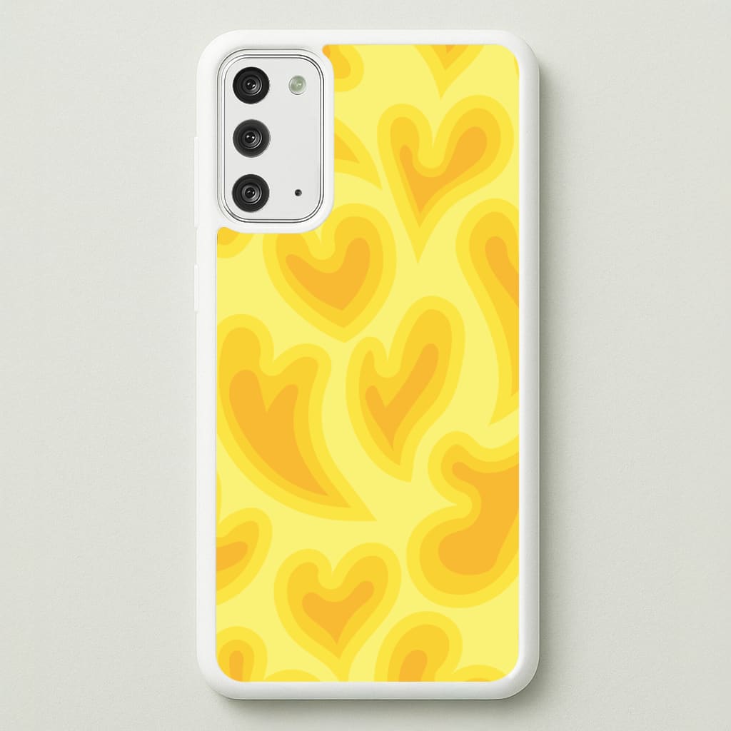Trippy Summer Hearts Yellow Pattern  - Summer Phone Case for Galaxy Note 20