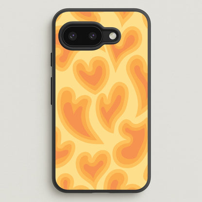 Trippy Summer Hearts Orange Pattern  - Summer Phone Case for Google Pixel 9a