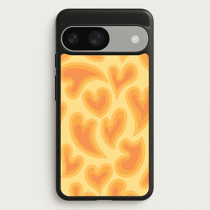 Trippy Summer Hearts Orange Pattern  - Summer Phone Case for Google Pixel 9 / 9 Pro