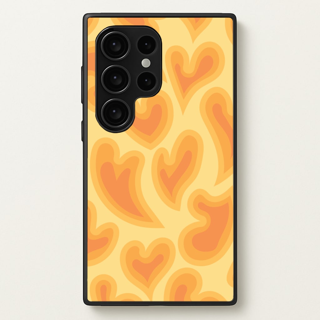Trippy Summer Hearts Orange Pattern  - Summer Phone Case for Galaxy S24 Ultra