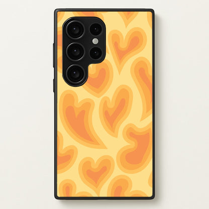 Trippy Summer Hearts Orange Pattern  - Summer Phone Case for Galaxy S24 Ultra