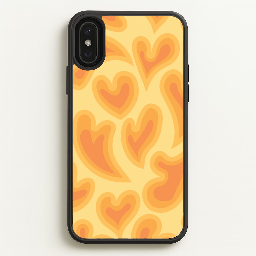 Trippy Summer Hearts Orange Pattern  - Summer Phone Case for iPhone XS Max