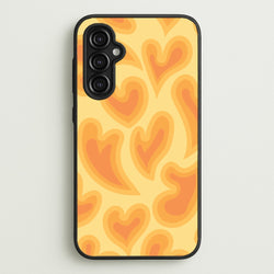 Trippy Summer Hearts Orange Pattern  - Summer Phone Case for Galaxy A14