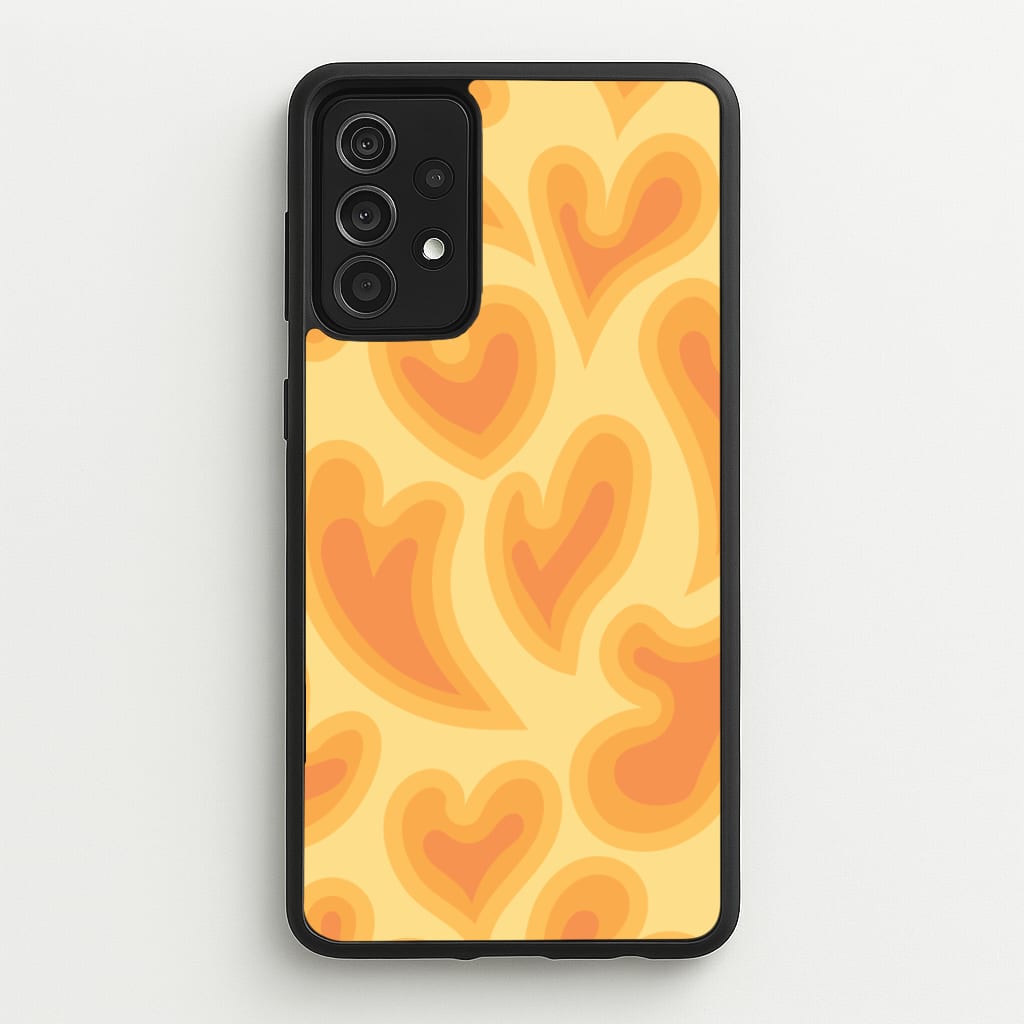 Trippy Summer Hearts Orange Pattern  - Summer Phone Case for Galaxy A52 / A52s