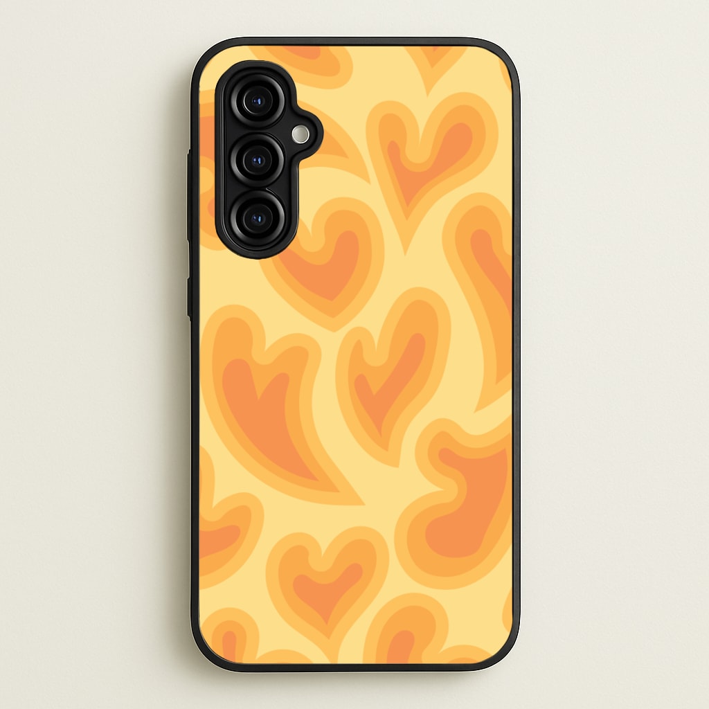 Trippy Summer Hearts Orange Pattern  - Summer Phone Case for Galaxy A54