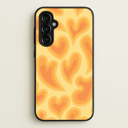 Trippy Summer Hearts Orange Pattern  - Summer Phone Case for Galaxy A54