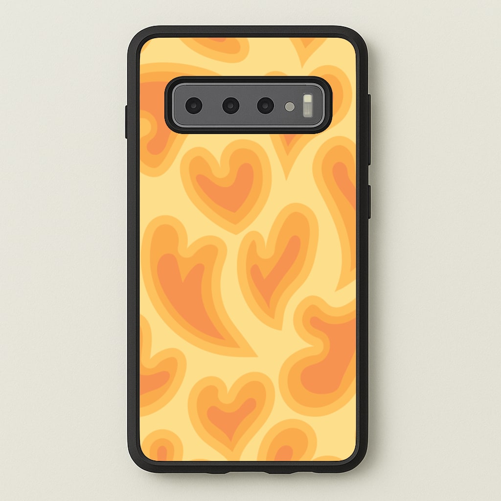 Trippy Summer Hearts Orange Pattern  - Summer Phone Case for Galaxy S10 Plus