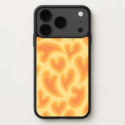 Trippy Summer Hearts Orange Pattern Phone Case for iPhone 17 Pro