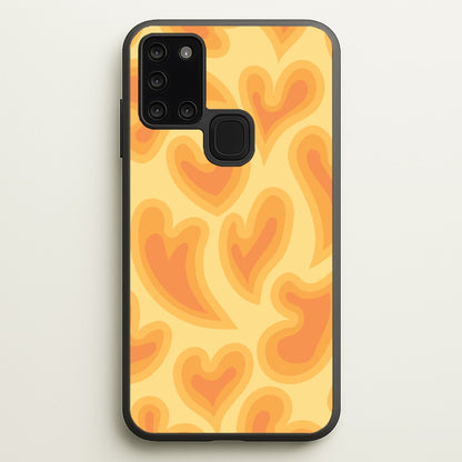 Trippy Summer Hearts Orange Pattern  - Summer Phone Case for Galaxy A21s