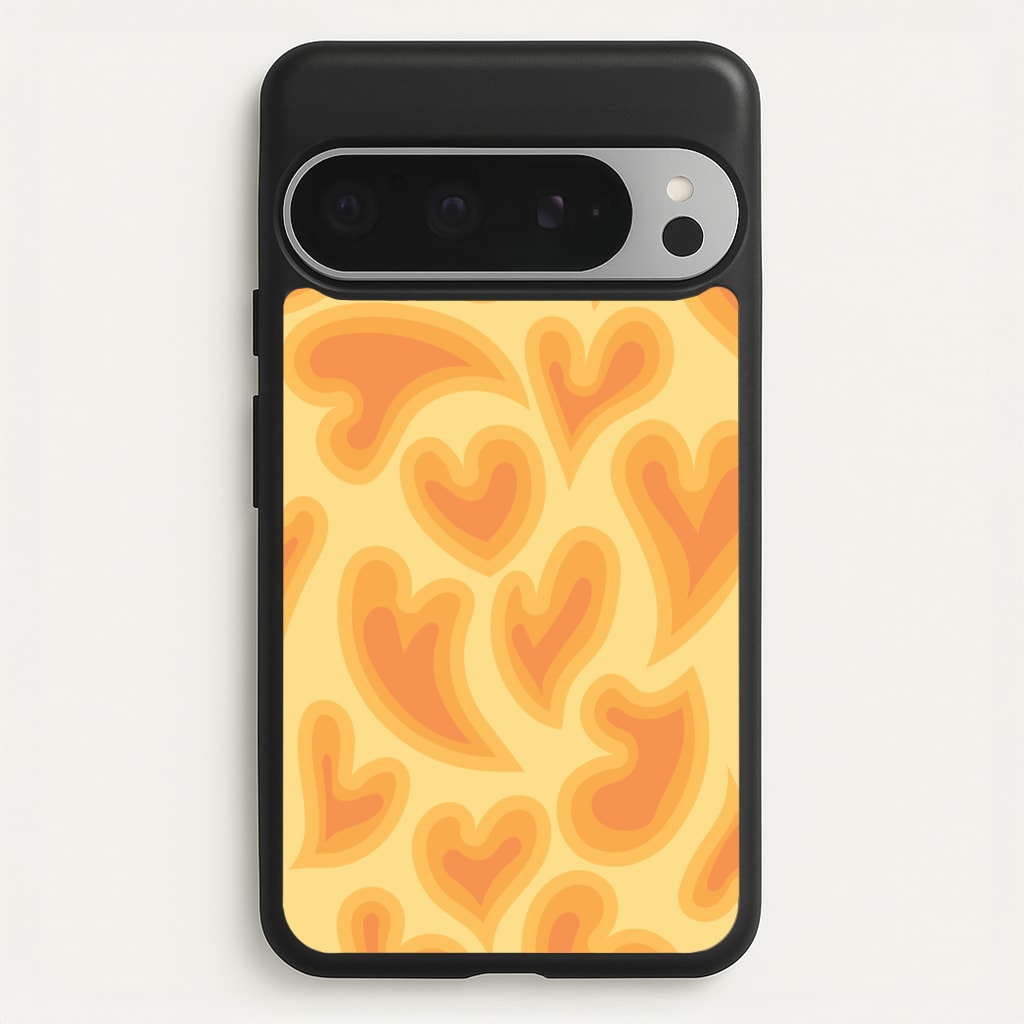 Trippy Summer Hearts Orange Pattern  - Summer Phone Case for Google Pixel 9 Pro XL