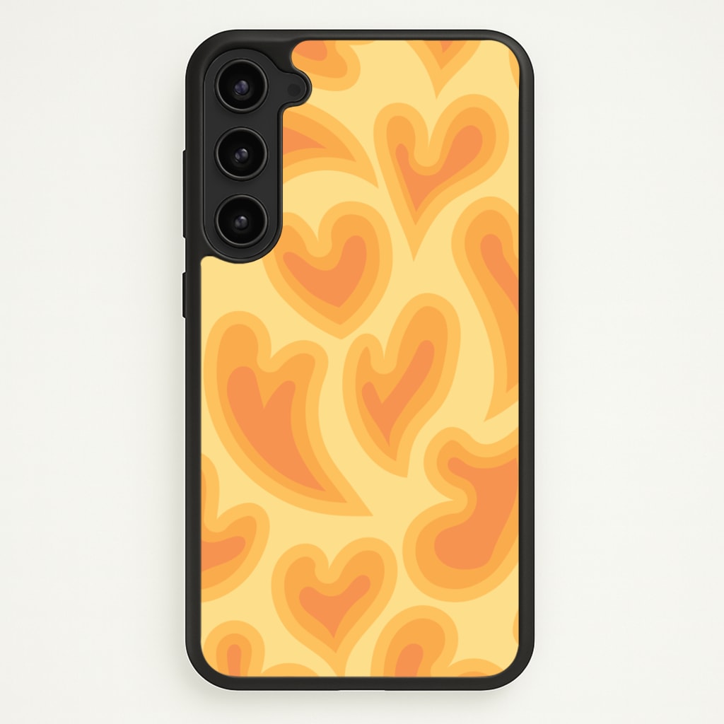Trippy Summer Hearts Orange Pattern  - Summer Phone Case for Galaxy S23 Plus