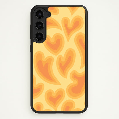Trippy Summer Hearts Orange Pattern  - Summer Phone Case for Galaxy S23 Plus