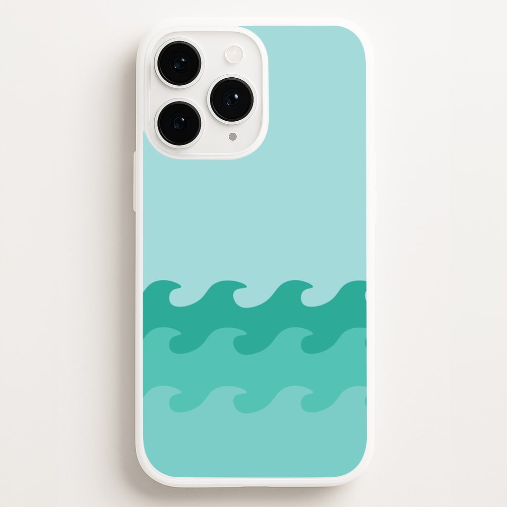 Cyan Beach Waves Pattern  - Summer Phone Case for iPhone 16 Pro Max