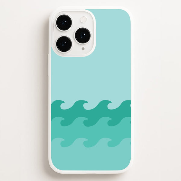Cyan Beach Waves Pattern  - Summer Phone Case for iPhone 16 Pro Max