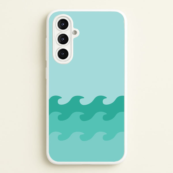 Cyan Beach Waves Pattern  - Summer Phone Case for Galaxy A16