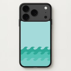 Cyan Beach Waves Pattern Phone Case for iPhone 17 Pro Max