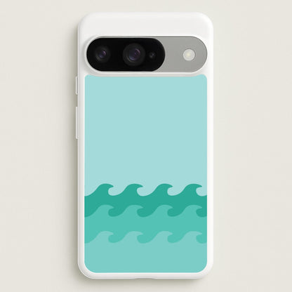 Cyan Beach Waves Pattern Phone Case for Google Pixel 10 / 10 Pro
