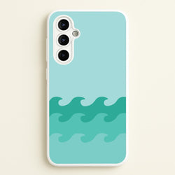 Cyan Beach Waves Pattern  - Summer Phone Case for Galaxy A54