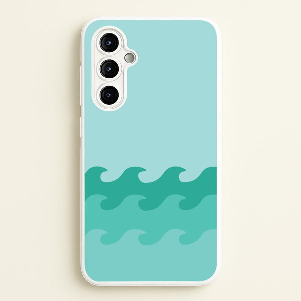 Cyan Beach Waves Pattern  - Summer Phone Case for Galaxy A54