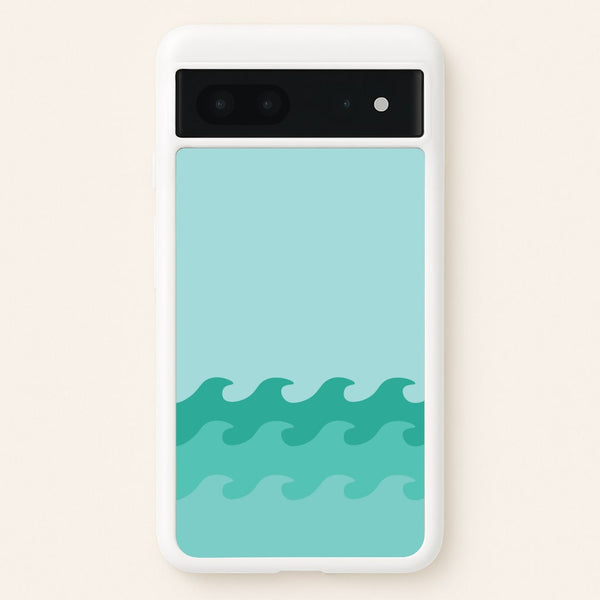 Cyan Beach Waves Pattern  - Summer Phone Case for Google Pixel 7
