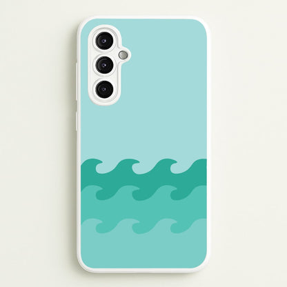Cyan Beach Waves Pattern  - Summer Phone Case for Galaxy A14
