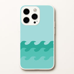 Cyan Beach Waves Pattern  - Summer Phone Case for iPhone 15 Pro