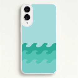 Cyan Beach Waves Pattern  - Summer Phone Case for Galaxy S25 Edge