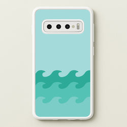 Cyan Beach Waves Pattern  - Summer Phone Case for Galaxy S10