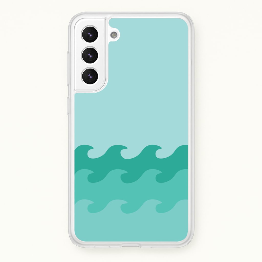 Cyan Beach Waves Pattern  - Summer Phone Case for Galaxy S22 Plus