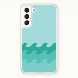 Cyan Beach Waves Pattern  - Summer Phone Case for Galaxy S22 Plus