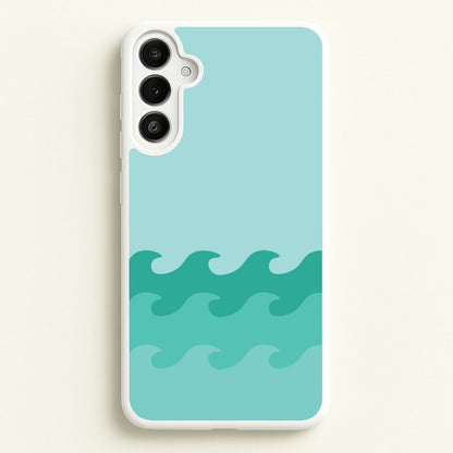 Cyan Beach Waves Pattern  - Summer Phone Case for Galaxy A34