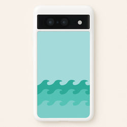 Cyan Beach Waves Pattern  - Summer Phone Case for Google Pixel 8