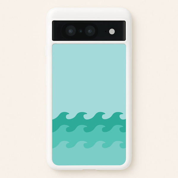 Cyan Beach Waves Pattern  - Summer Phone Case for Google Pixel 8