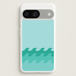 Cyan Beach Waves Pattern  - Summer Phone Case for Google Pixel 9 / 9 Pro