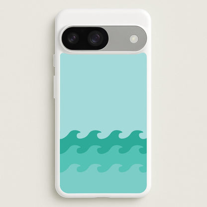 Cyan Beach Waves Pattern  - Summer Phone Case for Google Pixel 9 / 9 Pro