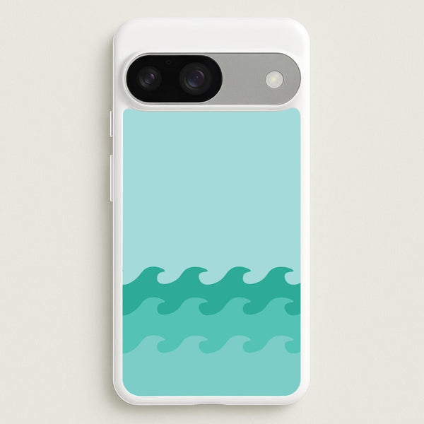 Cyan Beach Waves Pattern  - Summer Phone Case for Google Pixel 9 / 9 Pro