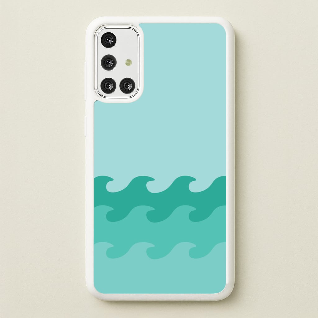 Cyan Beach Waves Pattern  - Summer Phone Case for Galaxy A71