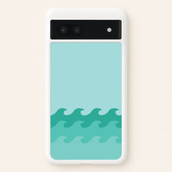 Cyan Beach Waves Pattern  - Summer Phone Case for Google Pixel 7a