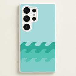 Cyan Beach Waves Pattern  - Summer Phone Case for Galaxy S25 Ultra