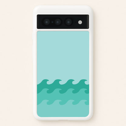 Cyan Beach Waves Pattern  - Summer Phone Case for Google Pixel 7 Pro