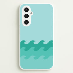 Cyan Beach Waves Pattern  - Summer Phone Case for Galaxy S23FE