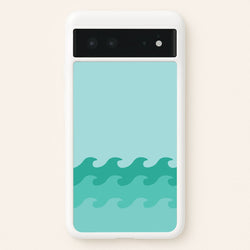 Cyan Beach Waves Pattern  - Summer Phone Case for Google Pixel 6