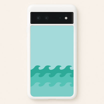 Cyan Beach Waves Pattern  - Summer Phone Case for Google Pixel 6